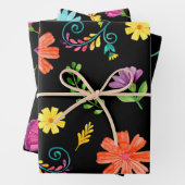 Colorful Waterverf Mexican Fiesta Flowers Inpakpapier Vel (In situ)