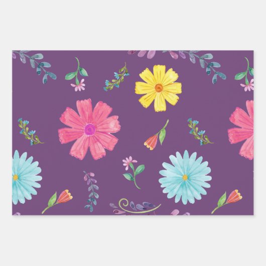 Colorful Waterverf Mexican Fiesta Flowers Inpakpapier Vel (Voorkant 2)