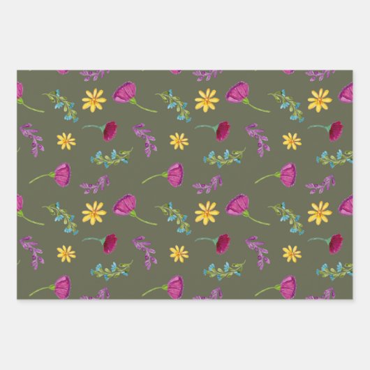 Colorful Waterverf Mexican Fiesta Flowers Inpakpapier Vel (Voorkant 3)