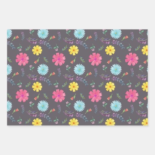 Colorful Waterverf Mexican Fiesta Flowers Inpakpapier Vel (Voorkant 2)