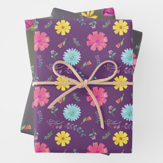 Colorful Waterverf Mexican Fiesta Flowers Inpakpapier Vel (In situ)