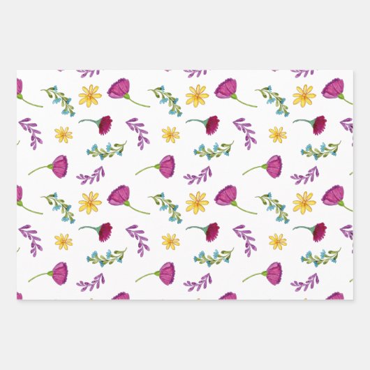 Colorful Waterverf Mexican Fiesta Flowers Inpakpapier Vel (Voorkant 3)