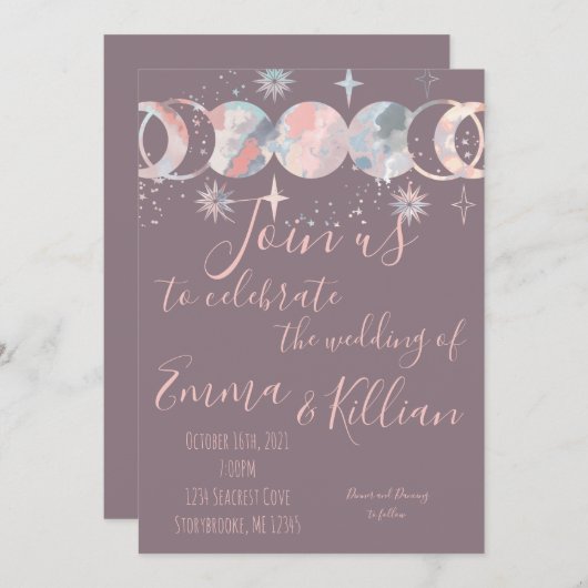 Colorful Waterverf Moons Kaart (Voorkant / Achterkant)