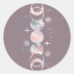 Colorful Waterverf Moons Ronde Sticker
