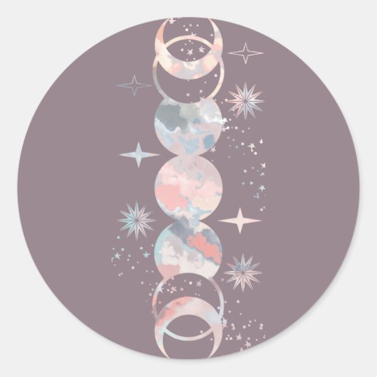 Colorful Waterverf Moons Ronde Sticker (Voorkant)