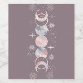 Colorful Waterverf Moons Wijn Etiket (Enkel label)