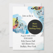 Colorful Waterverf Music Dance Birthday Party Kaart (Voorkant)