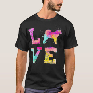 Colorful Waterverf Paint Alaskan Malamute Dog T-shirt