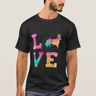 Colorful Waterverf Paint Cardigan Welsh Corgi Dog T-shirt