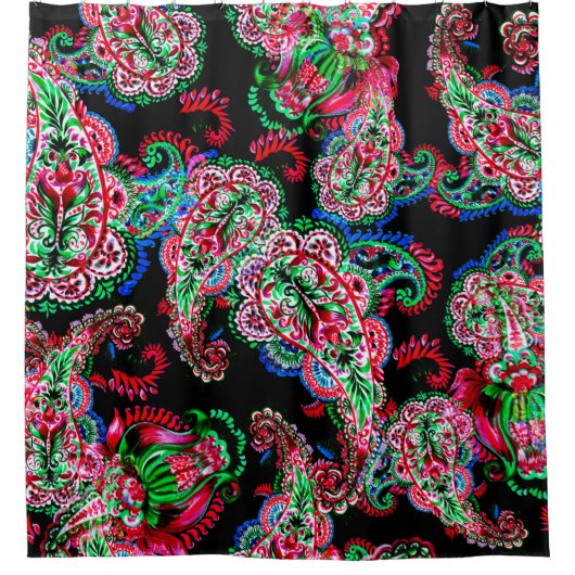 Colorful waterverf paisley floral illustration pa douchegordijn (Voorkant)