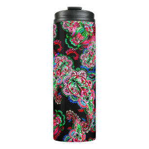 Colorful waterverf paisley floral illustration pa thermosbeker