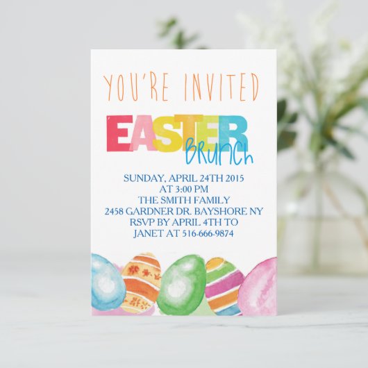 Colorful waterverf Pasen Kaart (Staand voorkant)