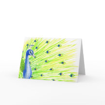 Colorful Waterverf Peacock Note Card