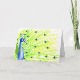 Colorful Waterverf Peacock Note Card Notitiekaartje