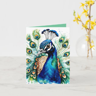 Colorful Waterverf Peacock Wenskaart Kaart