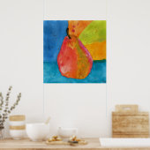 Colorful Waterverf Pear Illustration Poster (Keuken)