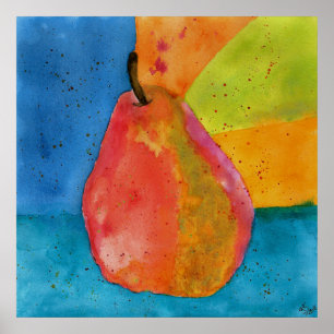 Colorful Waterverf Pear Illustration Poster