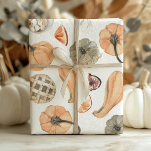 Colorful Waterverf Pumpkin Patroon   Autumn Vibes Cadeaupapier