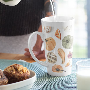 Colorful Waterverf Pumpkin Patroon Autumn Vibes Latte Mok