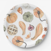 Colorful Waterverf Pumpkin Patroon | Autumn Vibes Papieren Bordje (Voorkant)