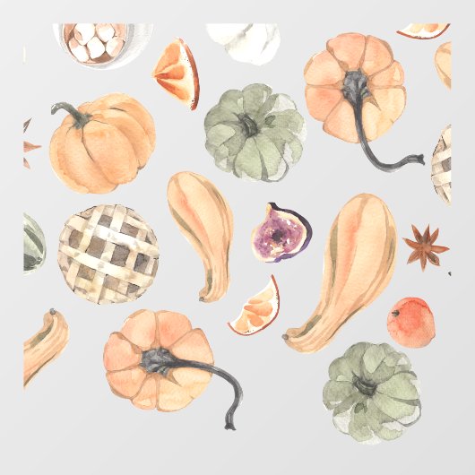 Colorful Waterverf Pumpkin Patroon | Autumn Vibes Raamsticker (Vel)