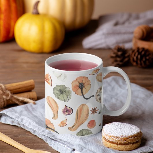 Colorful Waterverf Pumpkin Patroon | Autumn Vibes Tweekleurige Koffiemok