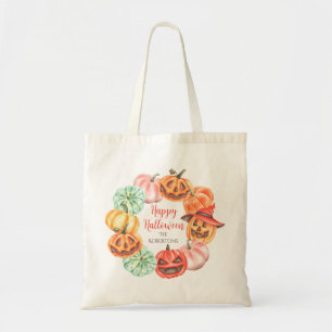 Colorful Waterverf Pumpkin WreatTrick or treat Tote Bag
