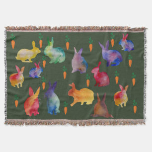 Colorful Waterverf Rabbits Easter Deken