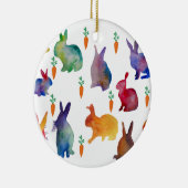 Colorful Waterverf Rabbits Easter Keramisch Ornament (Rechts)