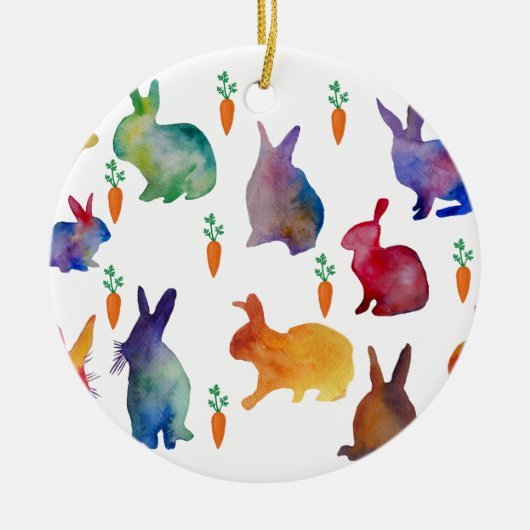 Colorful Waterverf Rabbits Easter Keramisch Ornament (Voorkant)