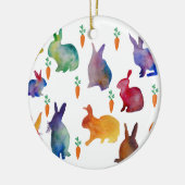 Colorful Waterverf Rabbits Easter Keramisch Ornament (Links)