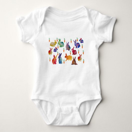 Colorful Waterverf Rabbits Easter Romper (Voorkant)