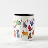 Colorful Waterverf Rabbits Easter Tweekleurige Koffiemok (Center)
