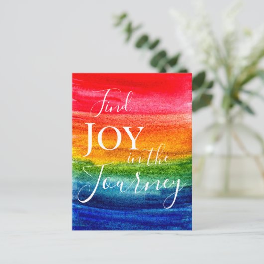 Colorful Waterverf Rainbow Joy Inspirerende Citaat Briefkaart (Staand voorkant)