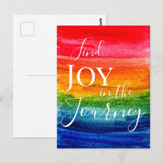 Colorful Waterverf Rainbow Joy Inspirerende Citaat Briefkaart (Voorkant / Achterkant)