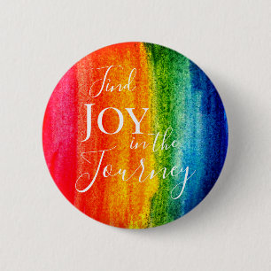 Colorful Waterverf Rainbow Joy Inspirerende Citaat Ronde Button 5,7 Cm