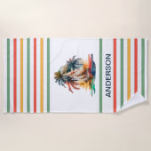 Colorful Waterverf Sailboat Monogramed Strandlaken (Voorkant)