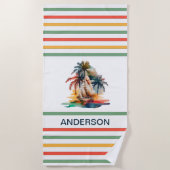 Colorful Waterverf Sailboat Monogramed Strandlaken (Voorkant)