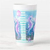 Colorful Waterverf Seapaarden Latte Mok (Voorkant)