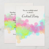 Colorful Waterverf Splatter Cocktail Party Kaart (Voorkant / Achterkant)