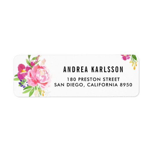 Colorful Waterverf Spring Blooms Adres label (Voorkant)