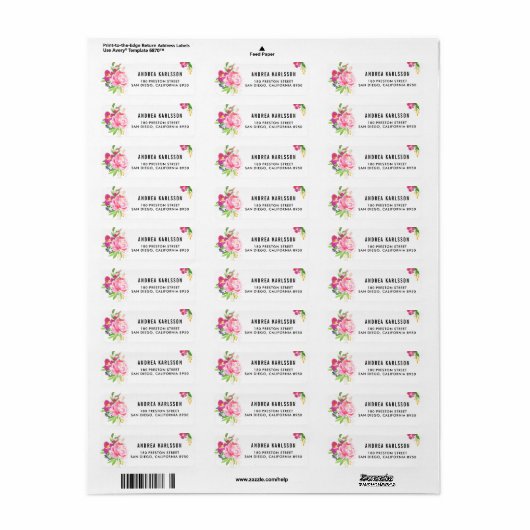 Colorful Waterverf Spring Blooms Adres label (Full Sheet)