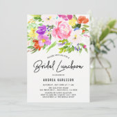 Colorful Waterverf Spring Blooms Bridal Luncheon Kaart (Staand voorkant)