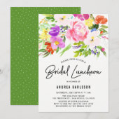 Colorful Waterverf Spring Blooms Bridal Luncheon Kaart (Voorkant / Achterkant)