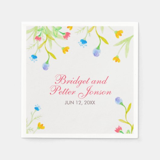Colorful Waterverf Summer Flowers Servetten (Voorkant)
