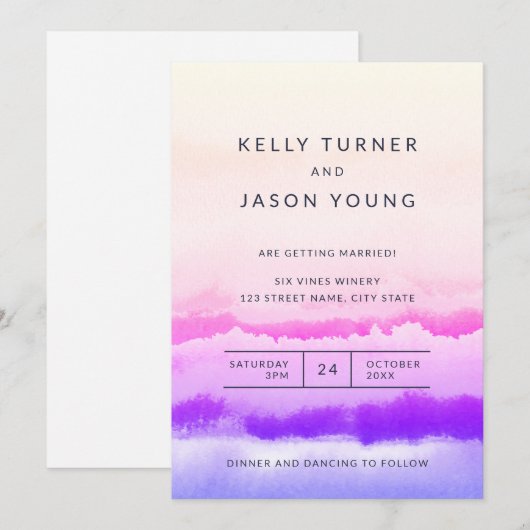 Colorful Waterverf Tie Dye Abstract bruiloft  Kaart (Voorkant / Achterkant)