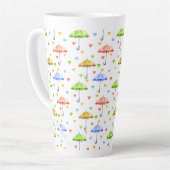 Colorful Waterverf Umbrellas en Falling Hearts Latte Mok (Linkerhoek)