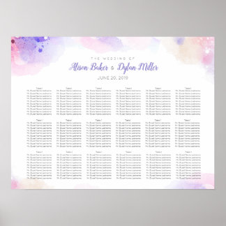 Colorful Waterverf Wedding Seating Chart Poster