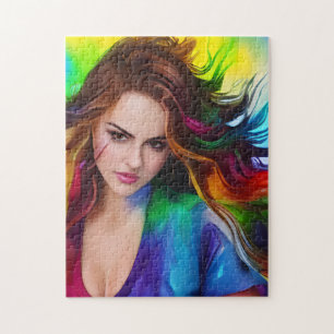 Colorful Waterverf Woman Legpuzzel