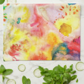 Colorful Waterverf Yellow Splots Abstracte kunst Theedoek (Gevouwen)